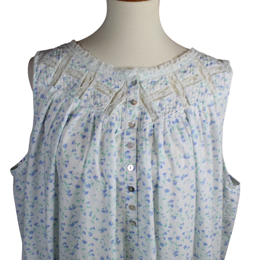 Eileen West Nightgown Womens 2x White Purple Sleeveless Lace Trim Pajamas - Picture 4 of 11